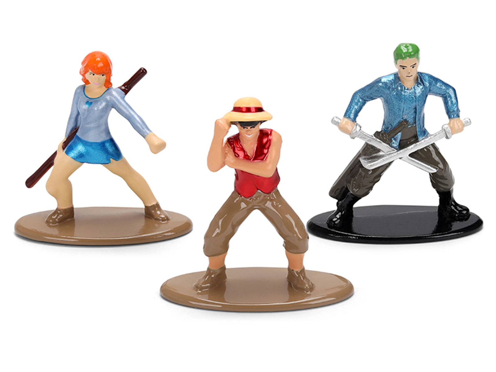 Jada Set of 3 Diecast Figures "One Piece" (2023-Current) TV Series "Nano Metalfigs" Series Diecast Models by Jada