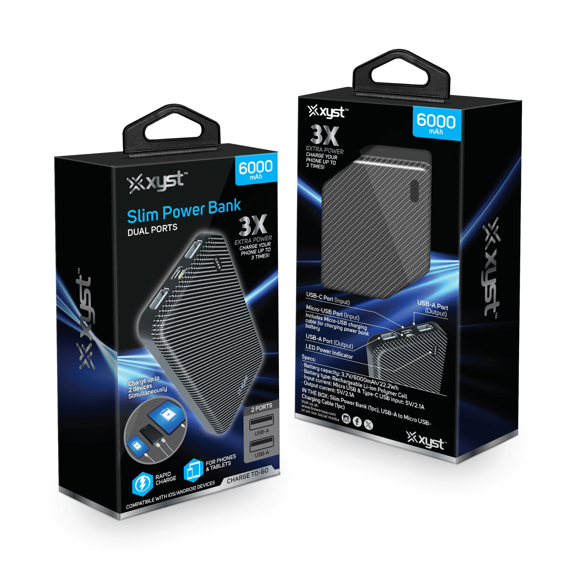 Xyst Slim 6000mAh Dual USB Power Bank