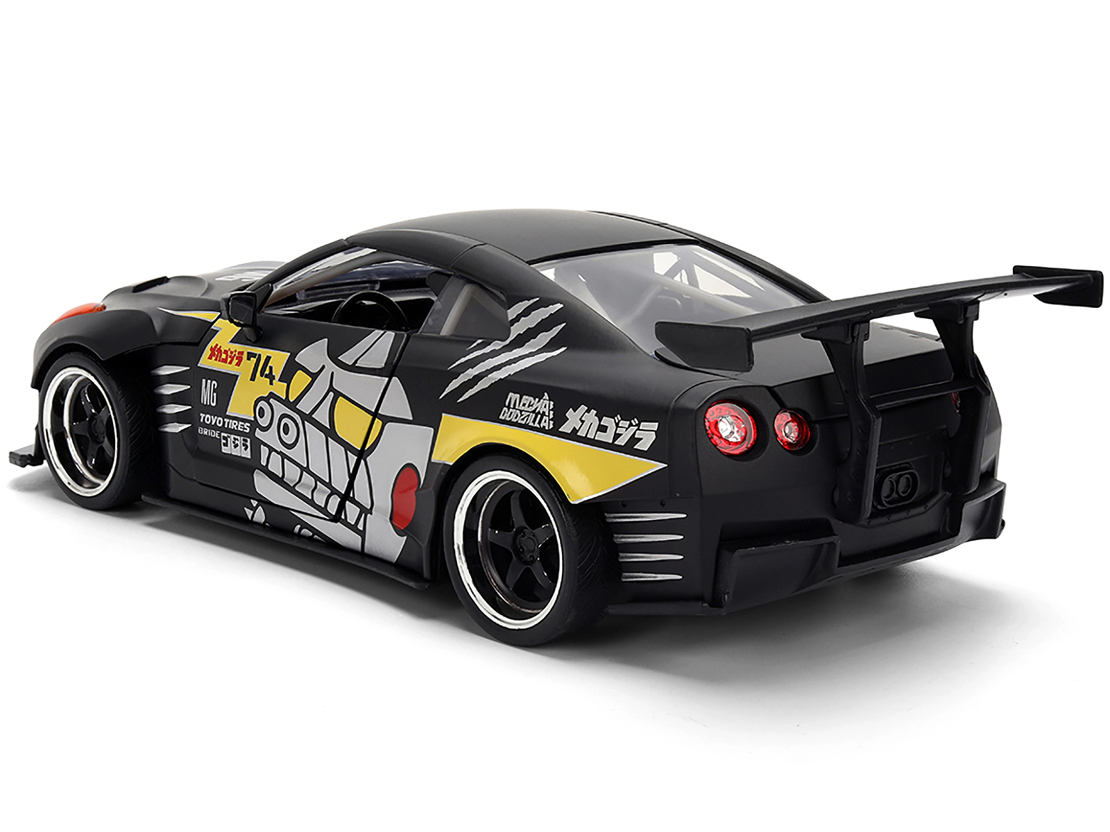 Jada 2009 Nissan GT-R (R35) Ben Sopra Matt Black with "Mechagodzilla" Graphics "Hollywood Rides" Series 1/24