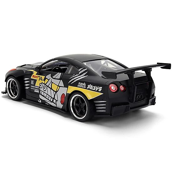 Jada Collectible 2009 Nissan Gt-R (R35) Ben Sopra Matt Black With "Mechagodzilla" Graphics "Hollywood Rides" Series 1/24