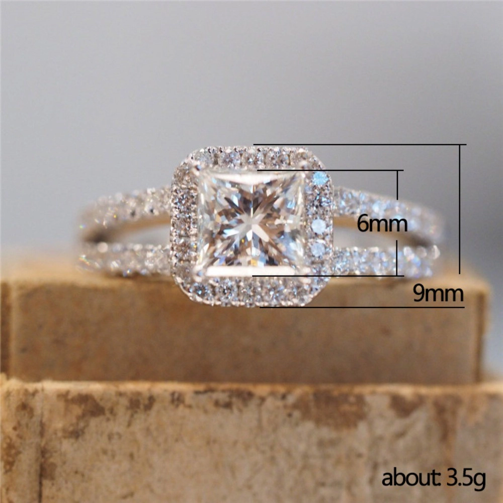 18K White Gold Plated Cubic Zirconia Wedding Engagement Ring