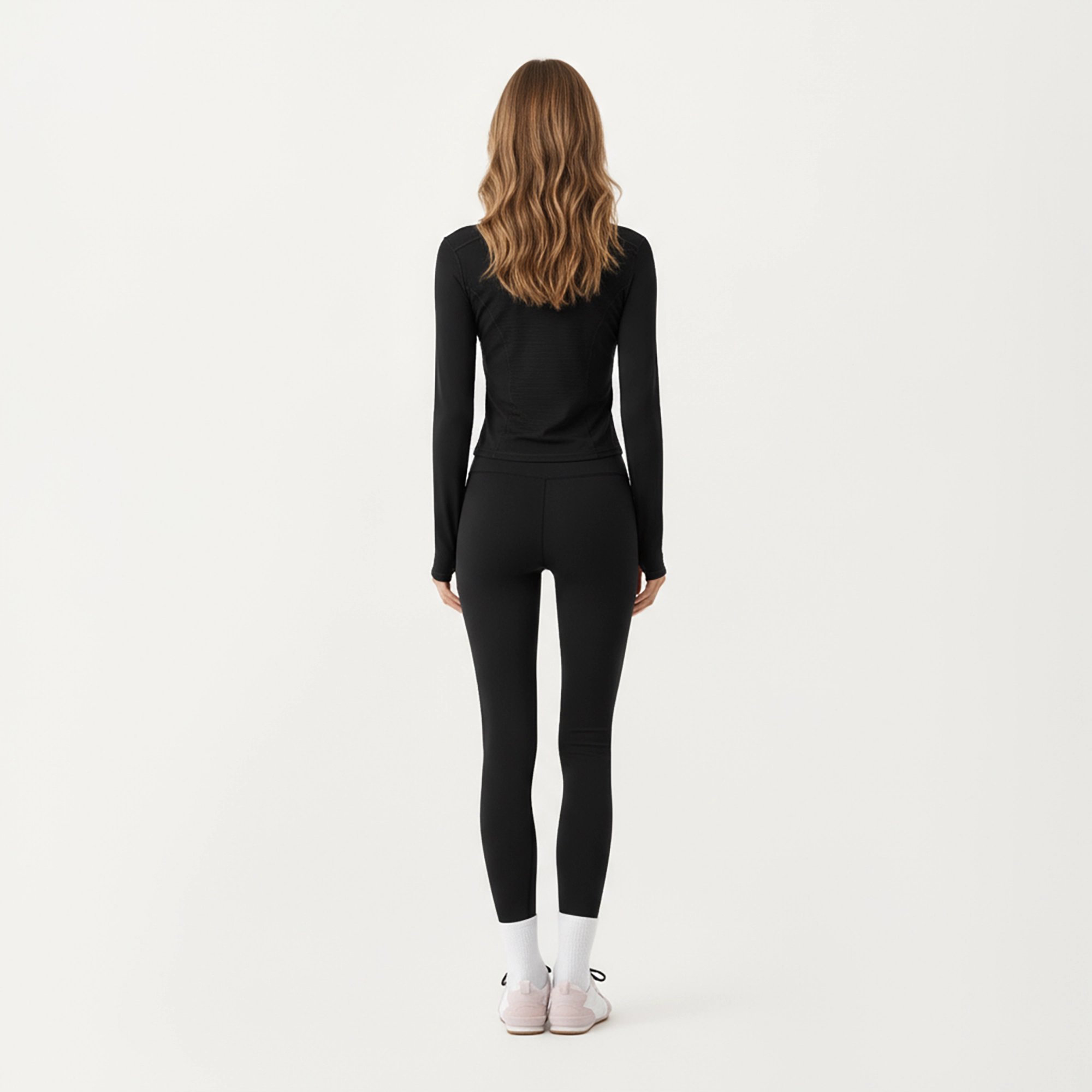 Anna-Kaci Women's Long Sleeve Zip Front Cropped Jacket with Contoured Seams and Thumbhole Cuffs
