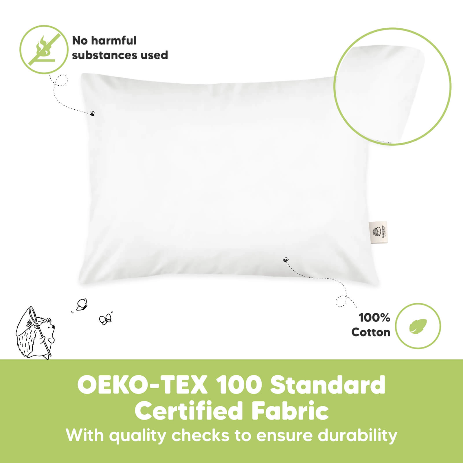 KeaBabies 1-Pack Toddler Pillow Without Pillowcase