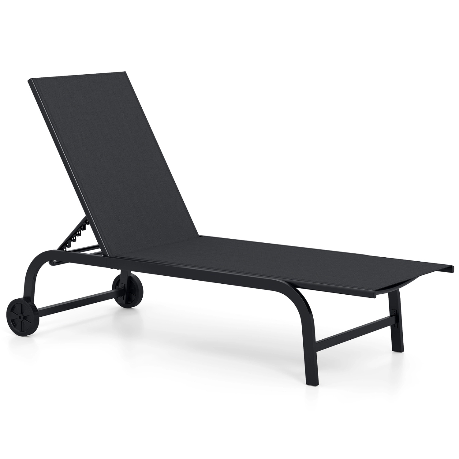 LJG Outdoor Chaise Lounge Chair with Wheels and Metal Frame