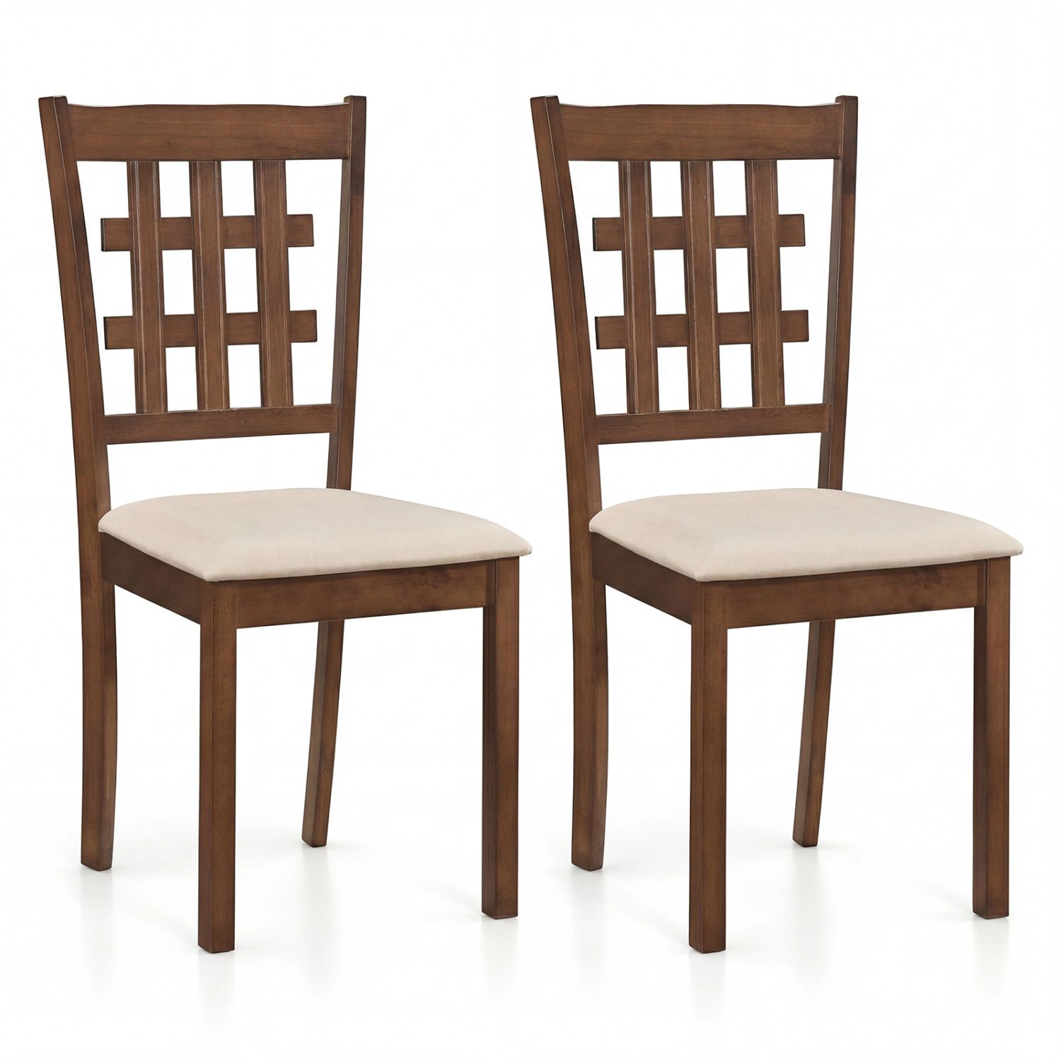 SlickBlue Set of 2 Mid Century Dining Chairs, Padded Seat, Rubber Wood Frame