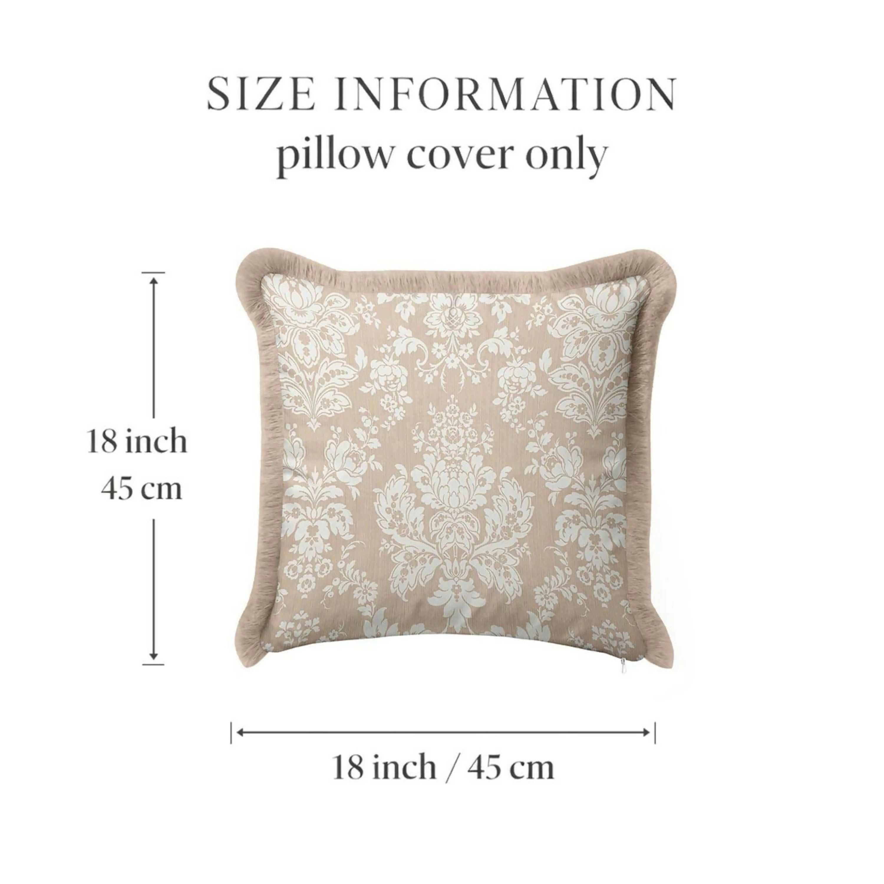 Wear Sierra Cream Floral Baroque Fringed Set of 2 Throw Pillow Cover