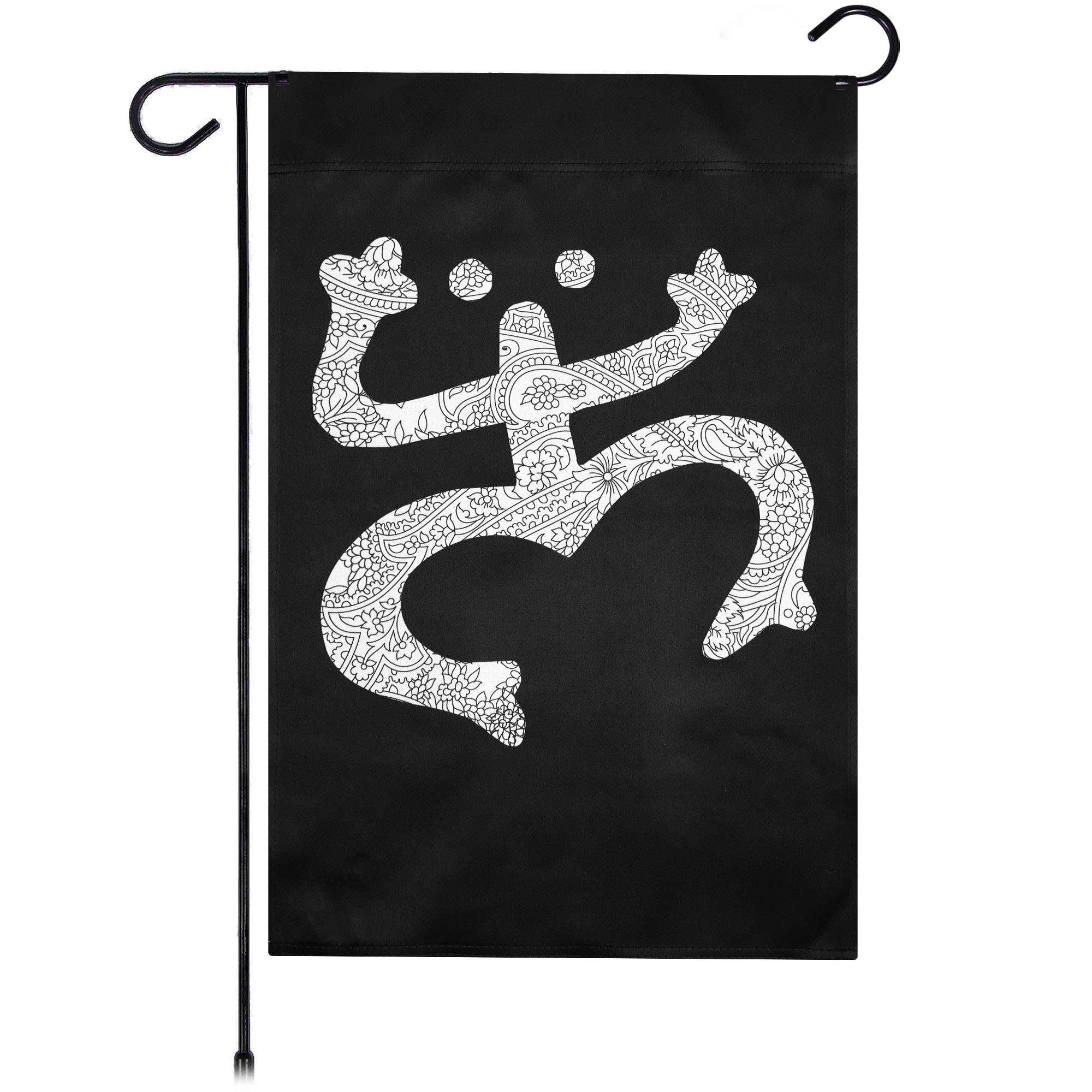 G128 Floral Coqui Frog Black 12x18 Garden Flag, Double-Sided Polyester