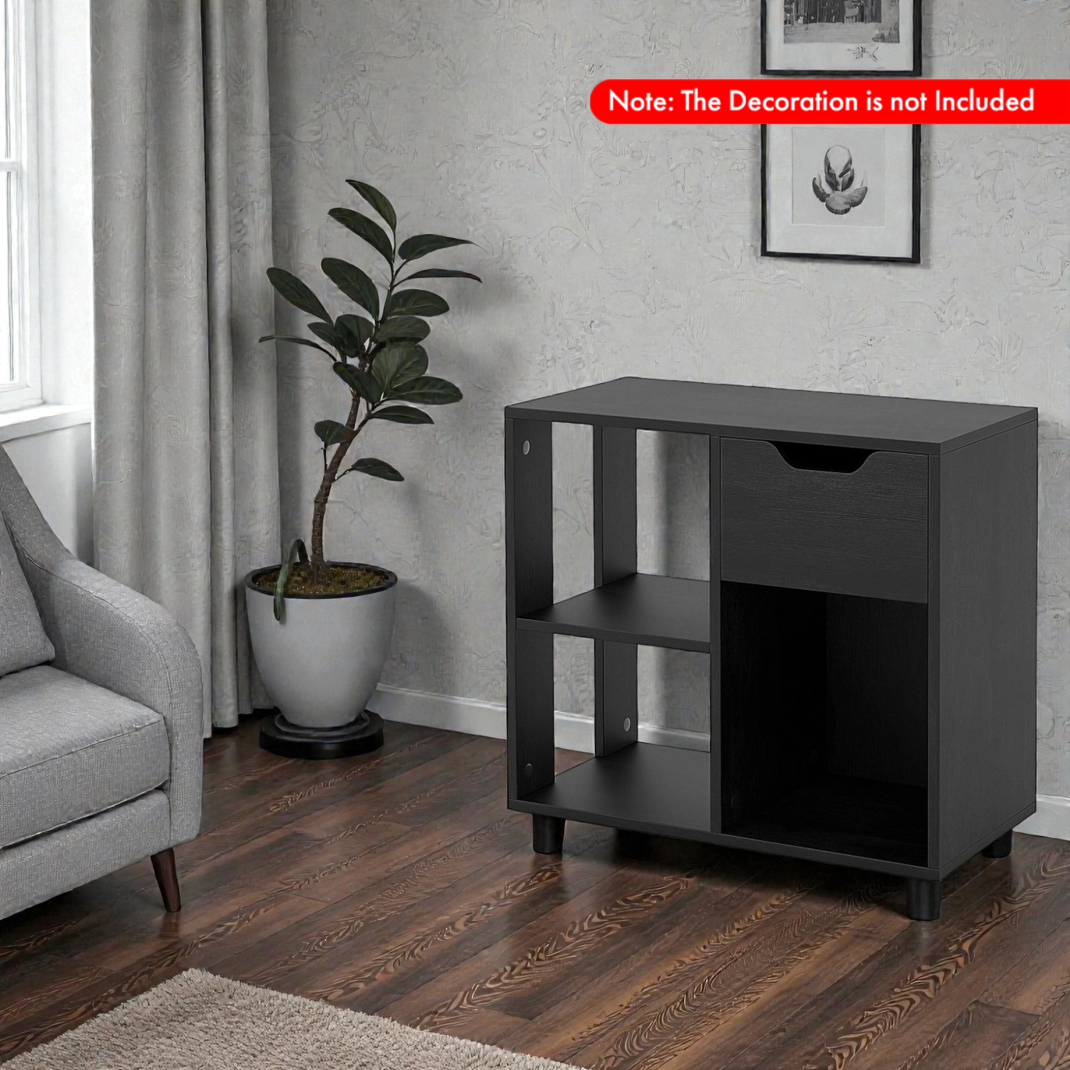 Hivvago Wooden Cube Bookcase with Storage Drawer