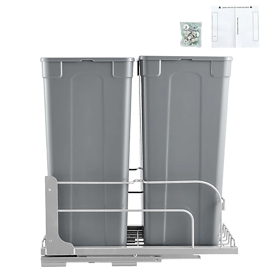 HONGGE Pull-Out Trash Can x2 Double Under Mount Kitchen Waste