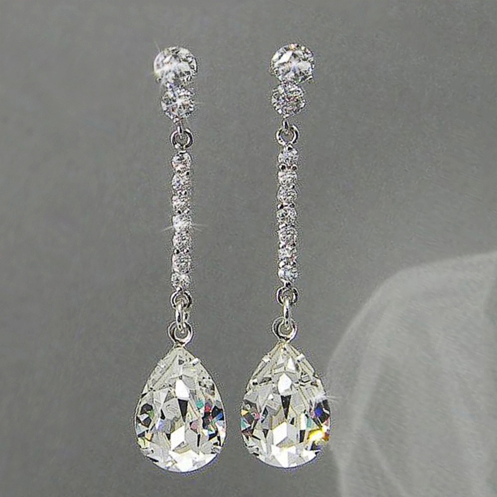 Elegant Zirconia Long Drop Earrings for Women