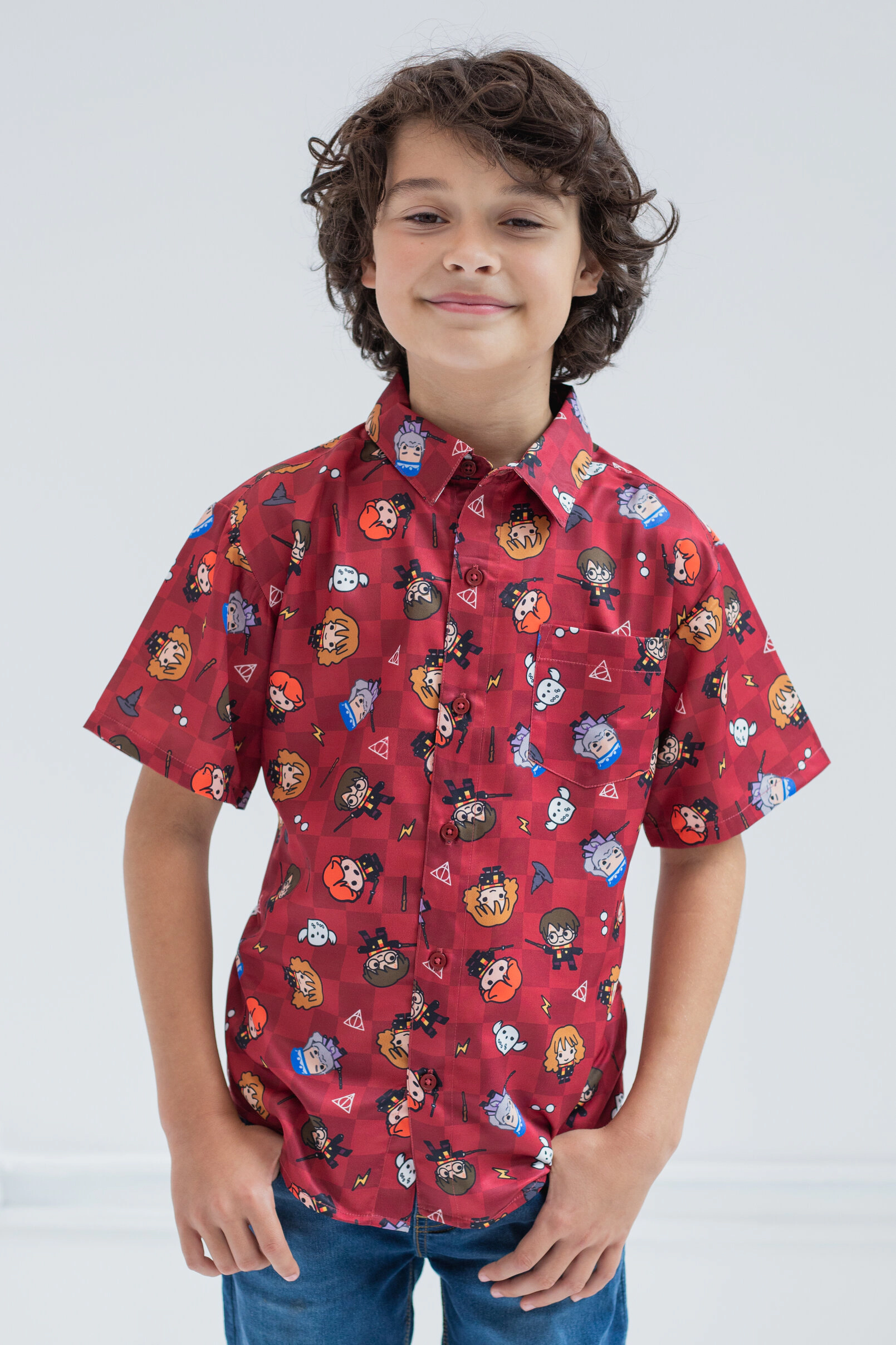 Harry Potter Boys' Short Sleeve Button Down Shirt