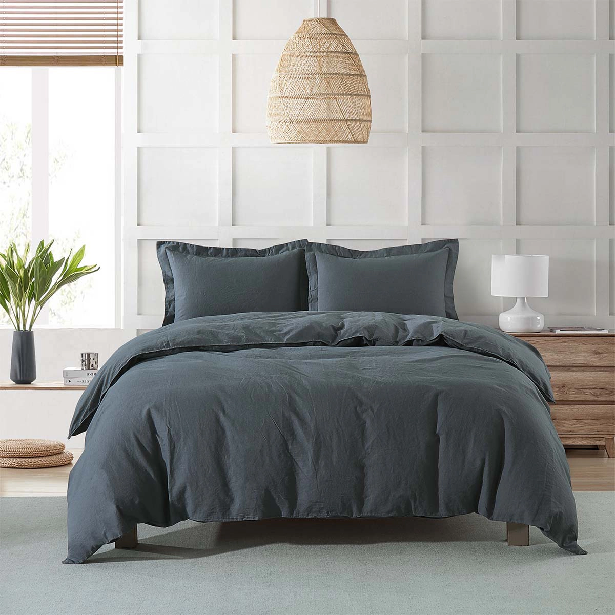 Egyptian Linens Pre Washed Belgian Flax Linen Cotton Duvet Cover Set
