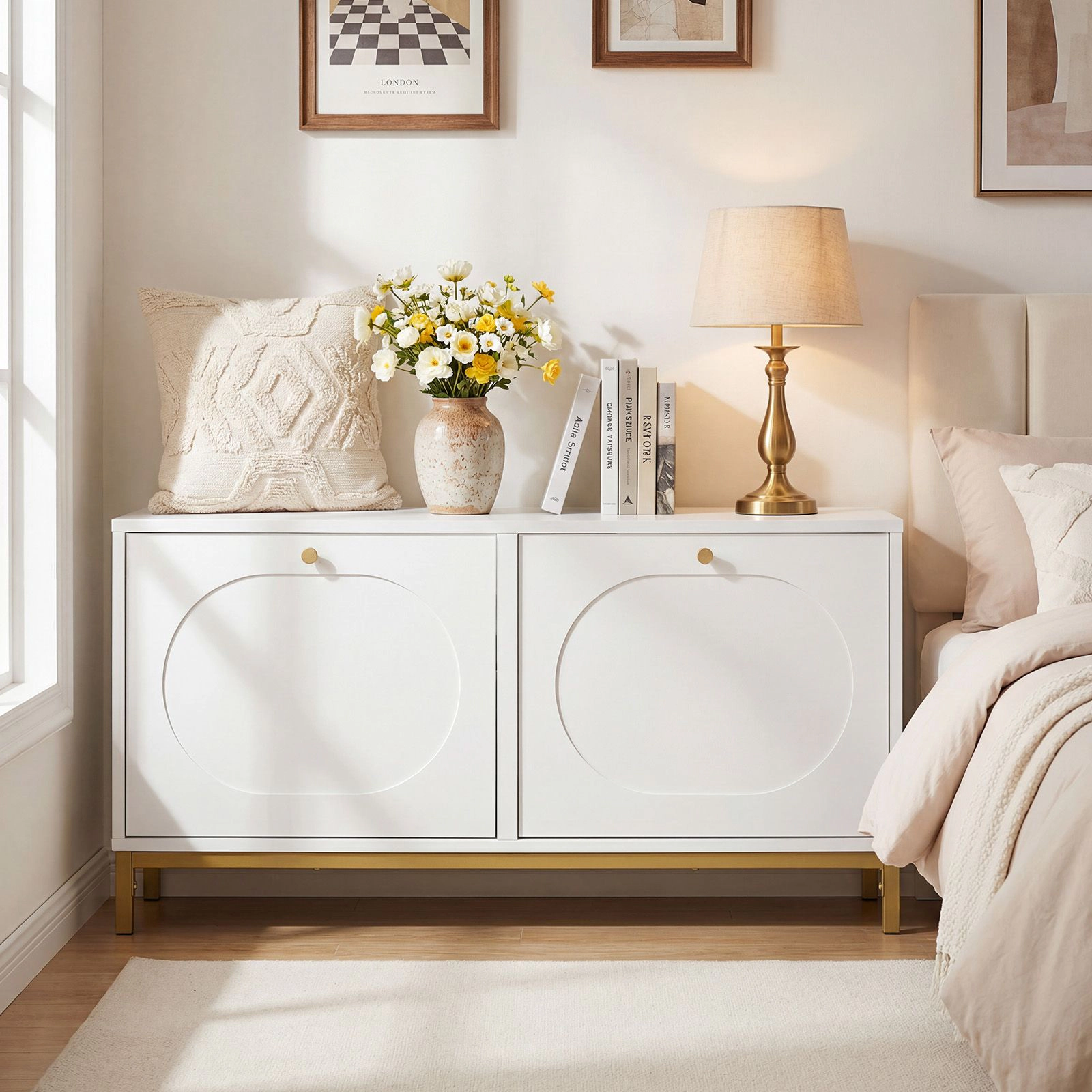 SlickBlue Entryway Shoe Cabinet Bench with 2 Flip Drawers and Shelves