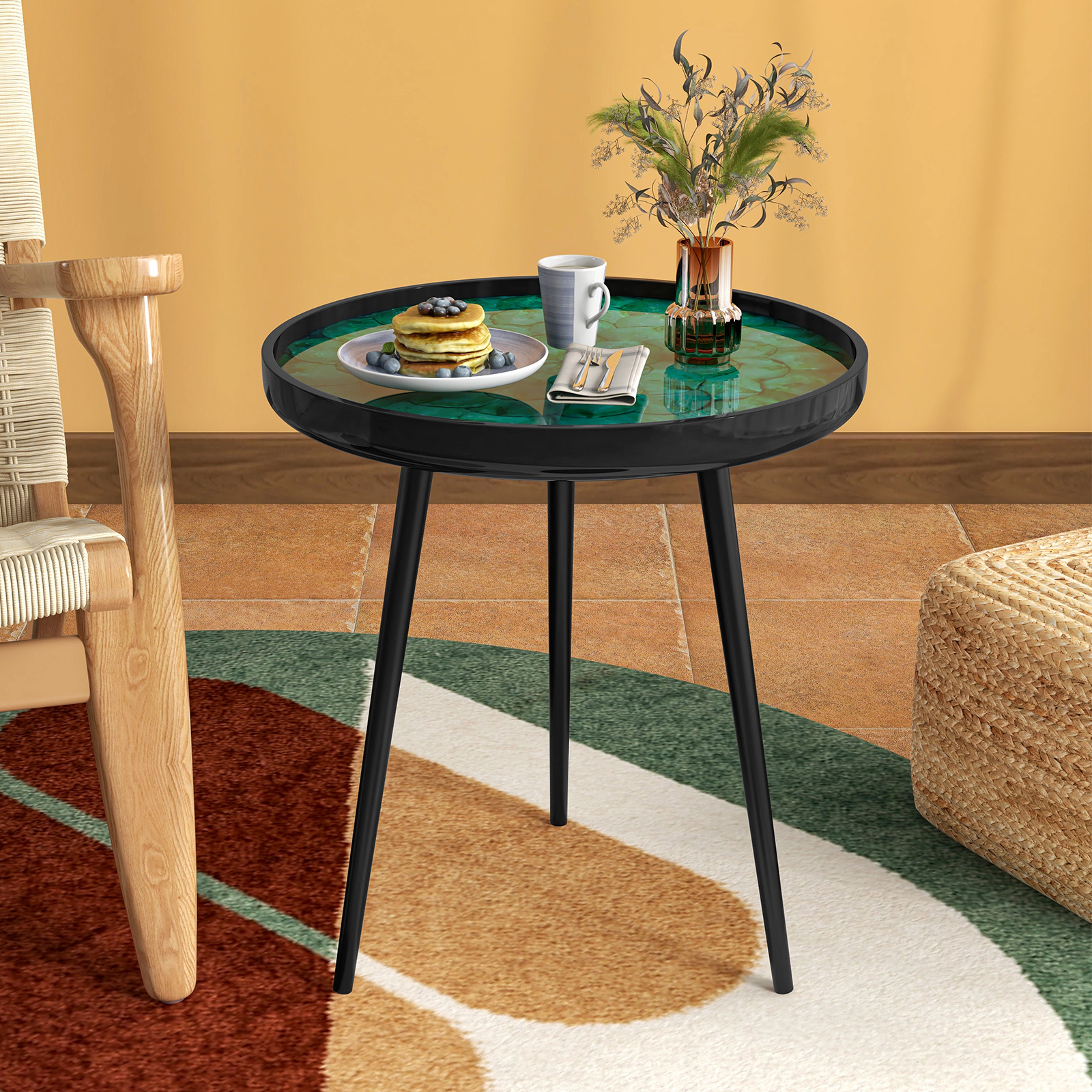 LJG Mid-Century Modern Coffee End Table with Sea Shell Decoration