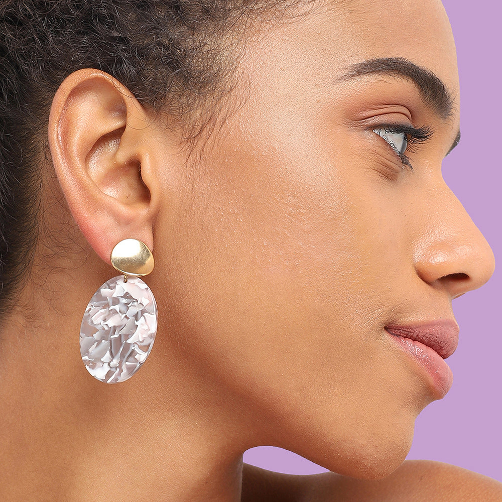 SOHI Women's Red Marble Drop Earrings