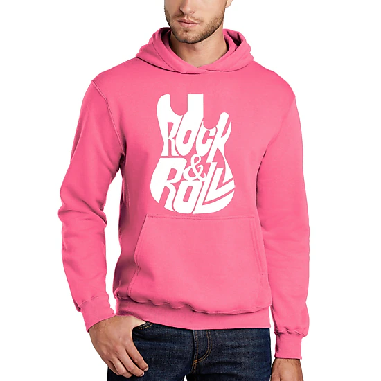LA Pop Art Rock And Roll Guitar - Men's Word Art Hooded Sweatshirt