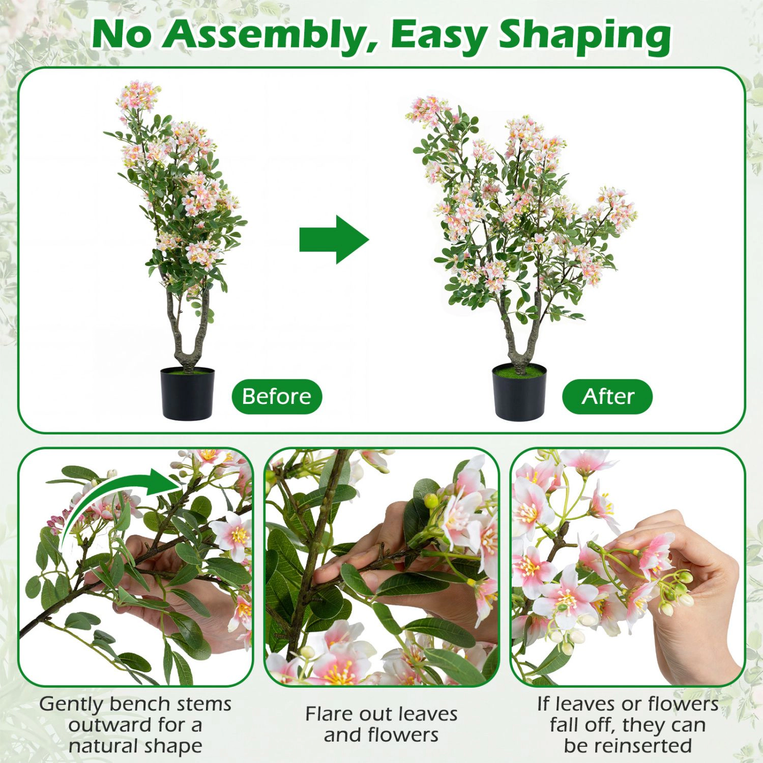 SlickBlue Artificial Blossom Tree with 210 Flowers and Decorative Pot