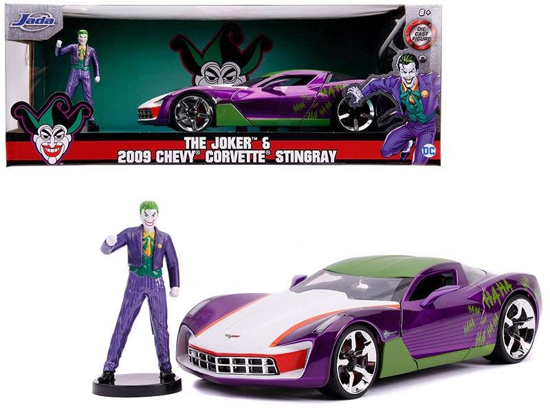 Jada 2009 Chevrolet Corvette Stingray with Joker Diecast Figurine "DC Comics" Series 1/24 Diecast Model Car by Jada