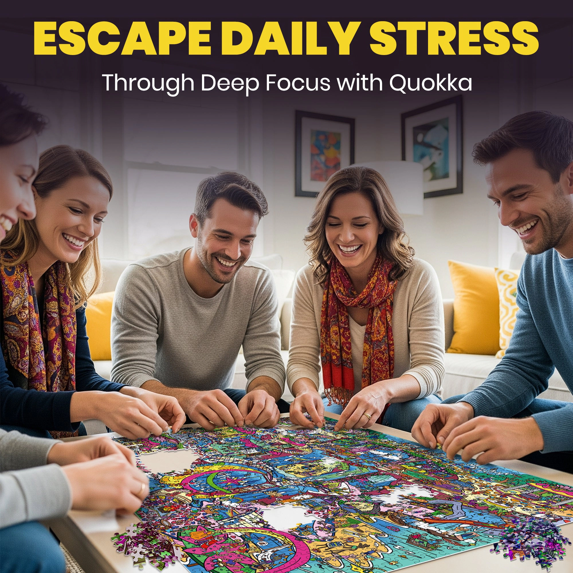 QUOKKA 1000-Piece Jigsaw Puzzles for Adults – Furfloat Kingdom, Twigtail Rocktail Kingdom and Blush Lotus Premium Box, Extra Fun Challenges