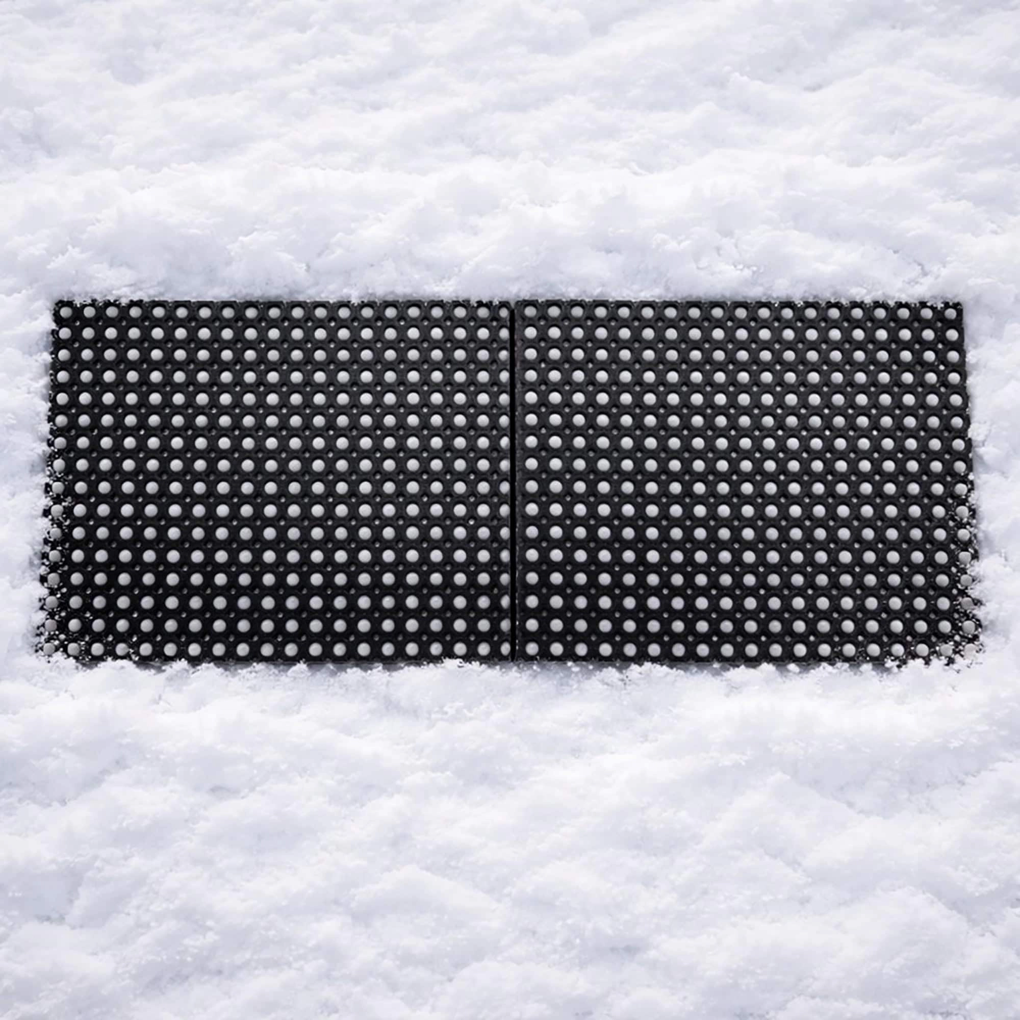 Evideco French Home Goods Black Honeycomb Pack of 2 Rubber Doormat 48 x 32 Inches