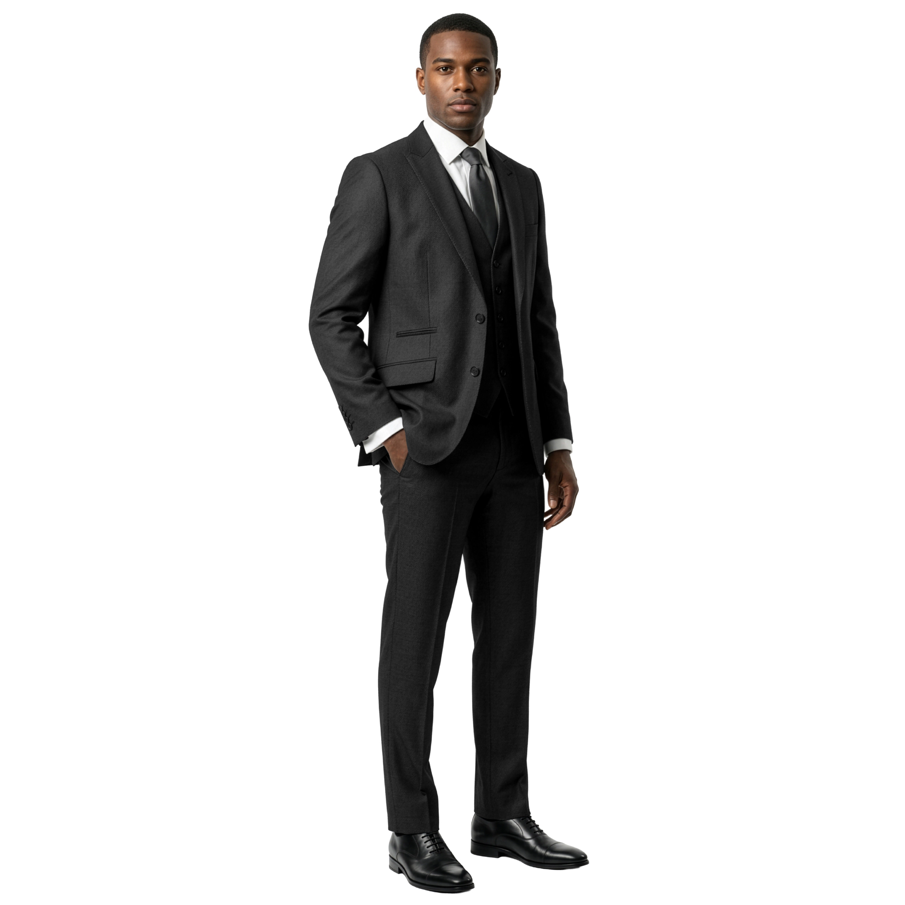 Tazzio Mens Slim Fit Diagonal Weave 3 Piece Suit Set