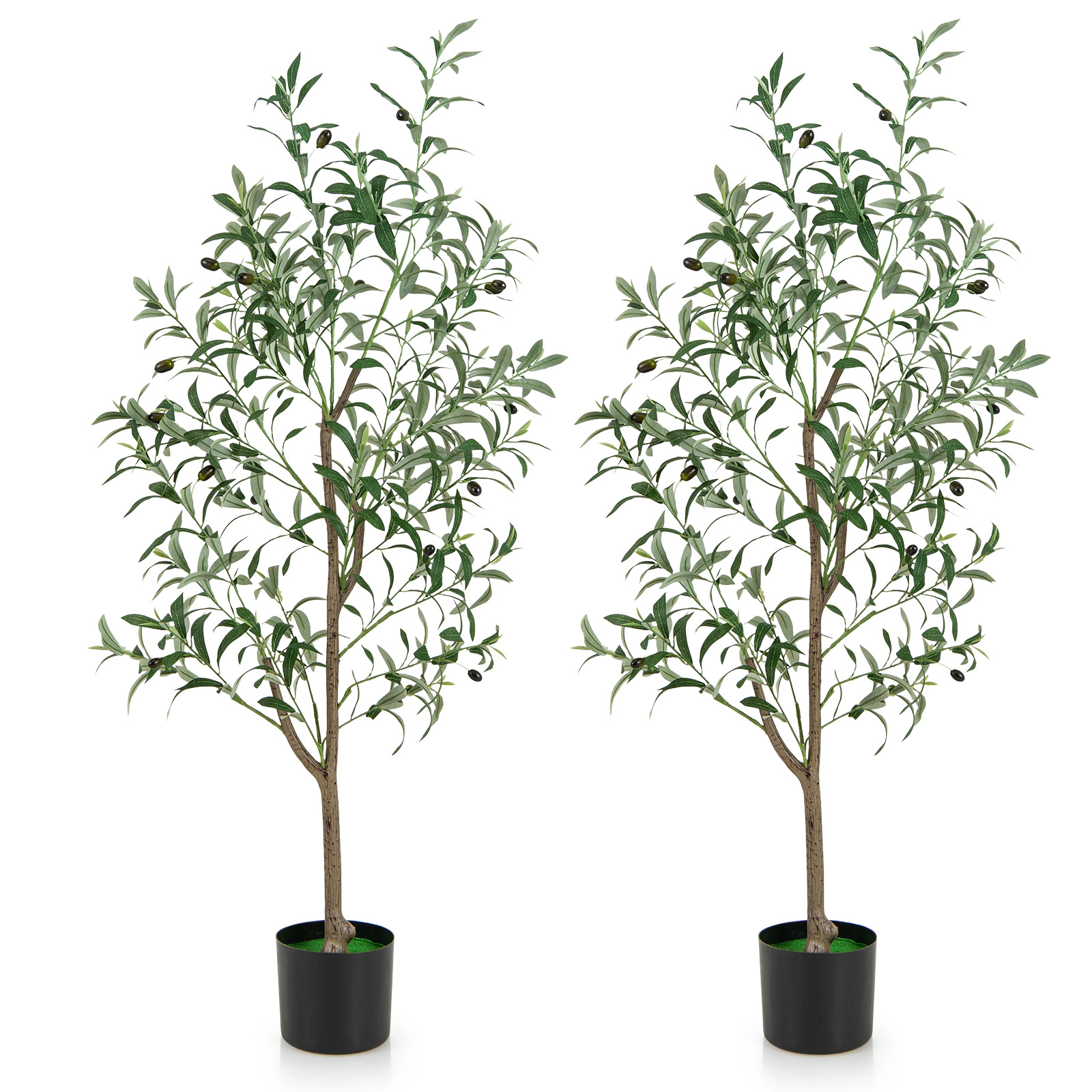 Slickblue 2 Picese 4.5 Ft Artificial Olive Trees with Olive Fruits in Pots for Living Room and Office