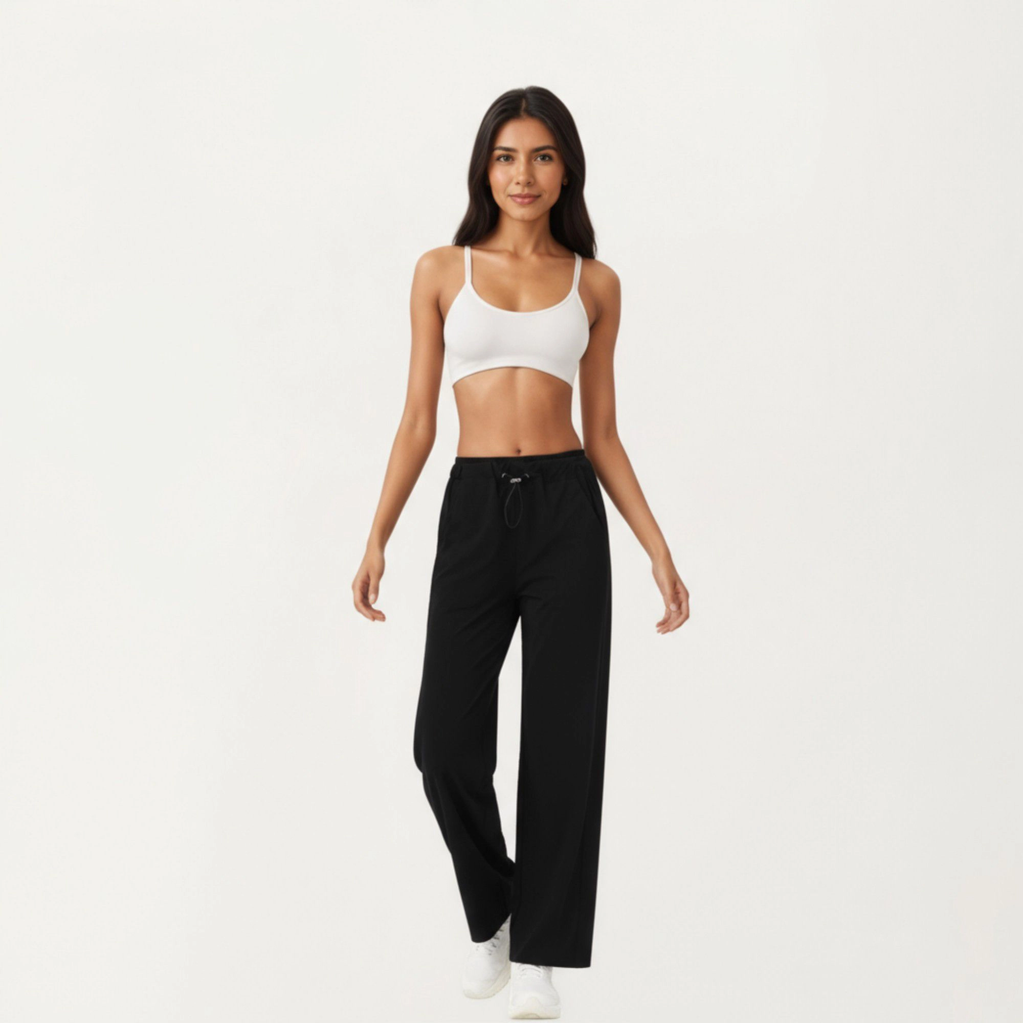 Anna-Kaci Women's High-Waist Wide-Leg Sweatpants with Adjustable Drawstring Waistband and Relaxed Fit