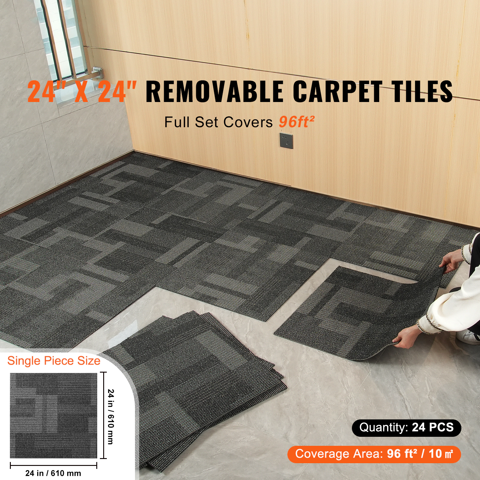 HONGGE Carpet Tiles Reusable Carpet Squares With Padding Attached Soft Padded Carpet Tiles Easy Install DIY for Bedroom