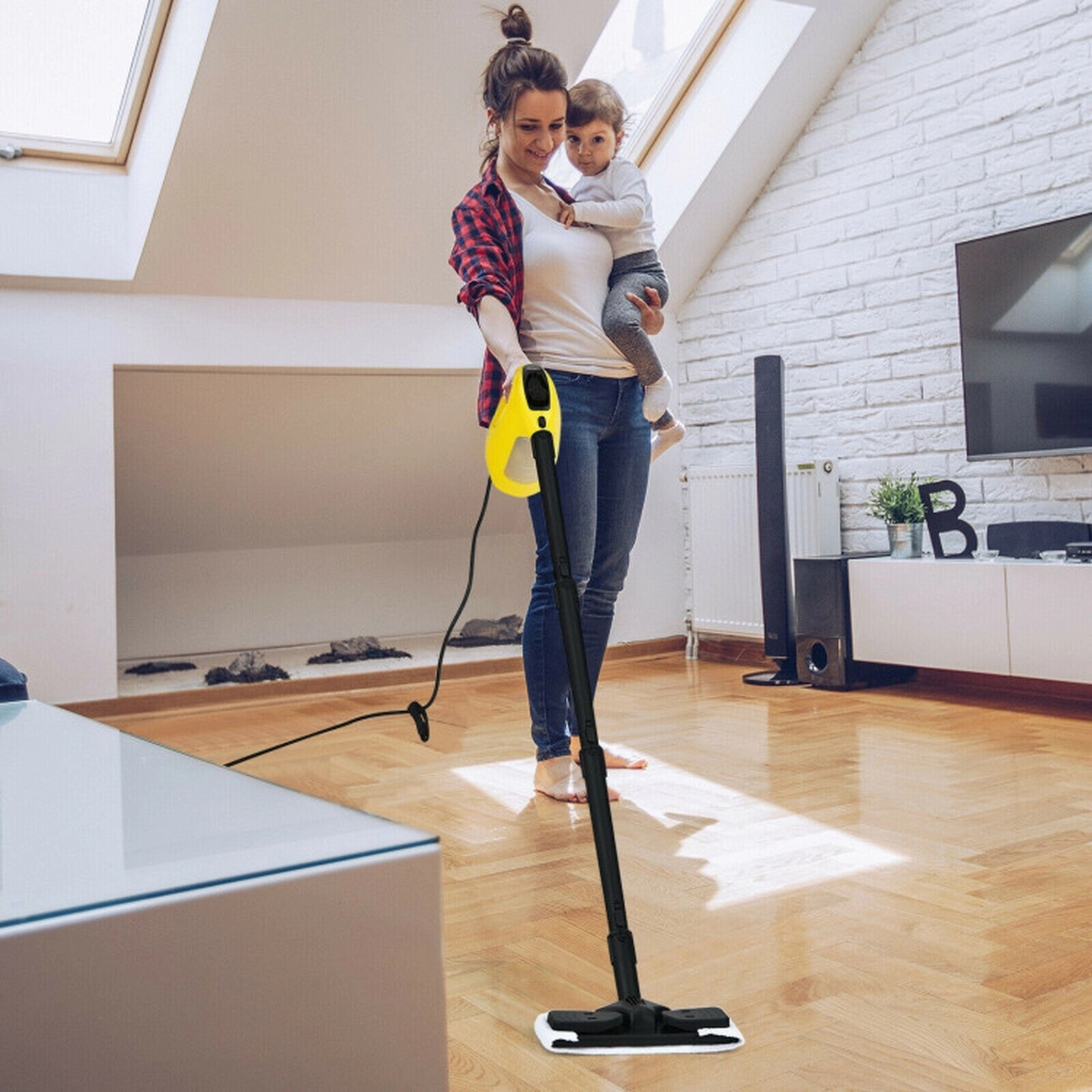 SUGIFT 1400W Handheld Steam Cleaner with 14-Piece Accessory Kit 13.5-oz Clear Tank and 16.5-ft Cord