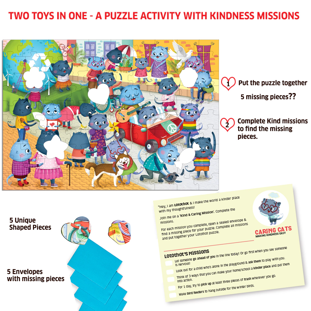 Chalk & Chuckles Caring Cats Lotothot Activity Puzzle -100 pieces