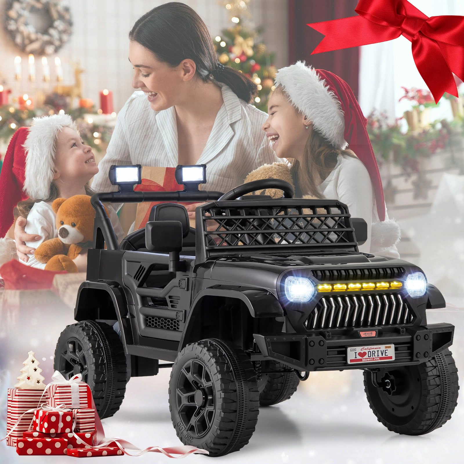 Glintex 12V Kids Ride-On Truck with Dual-Motor Drive and Light Controls