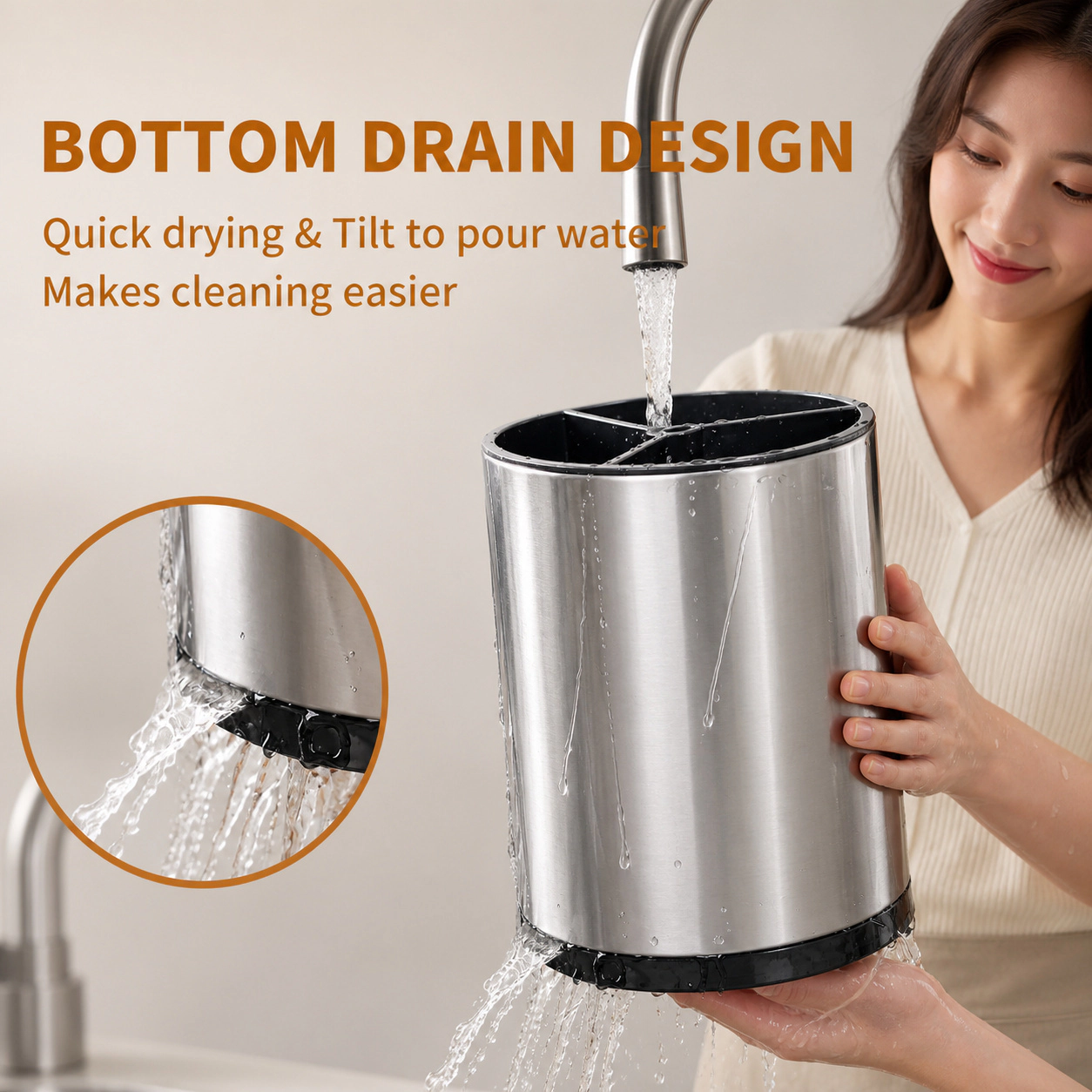 WZK 360 Degree Rotating Stainless Steel Kitchen Utensil Holder