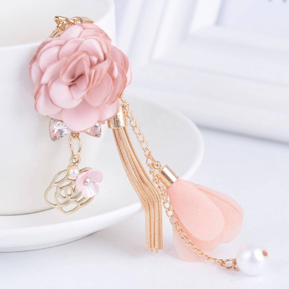 Wardrobe Whimsy Flower Tassel Keychain Car Keyring