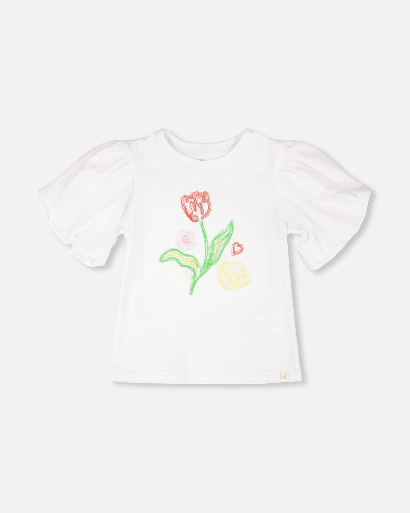 Deux par Deux Girls Organic Cotton Jersey Top with Embroidery