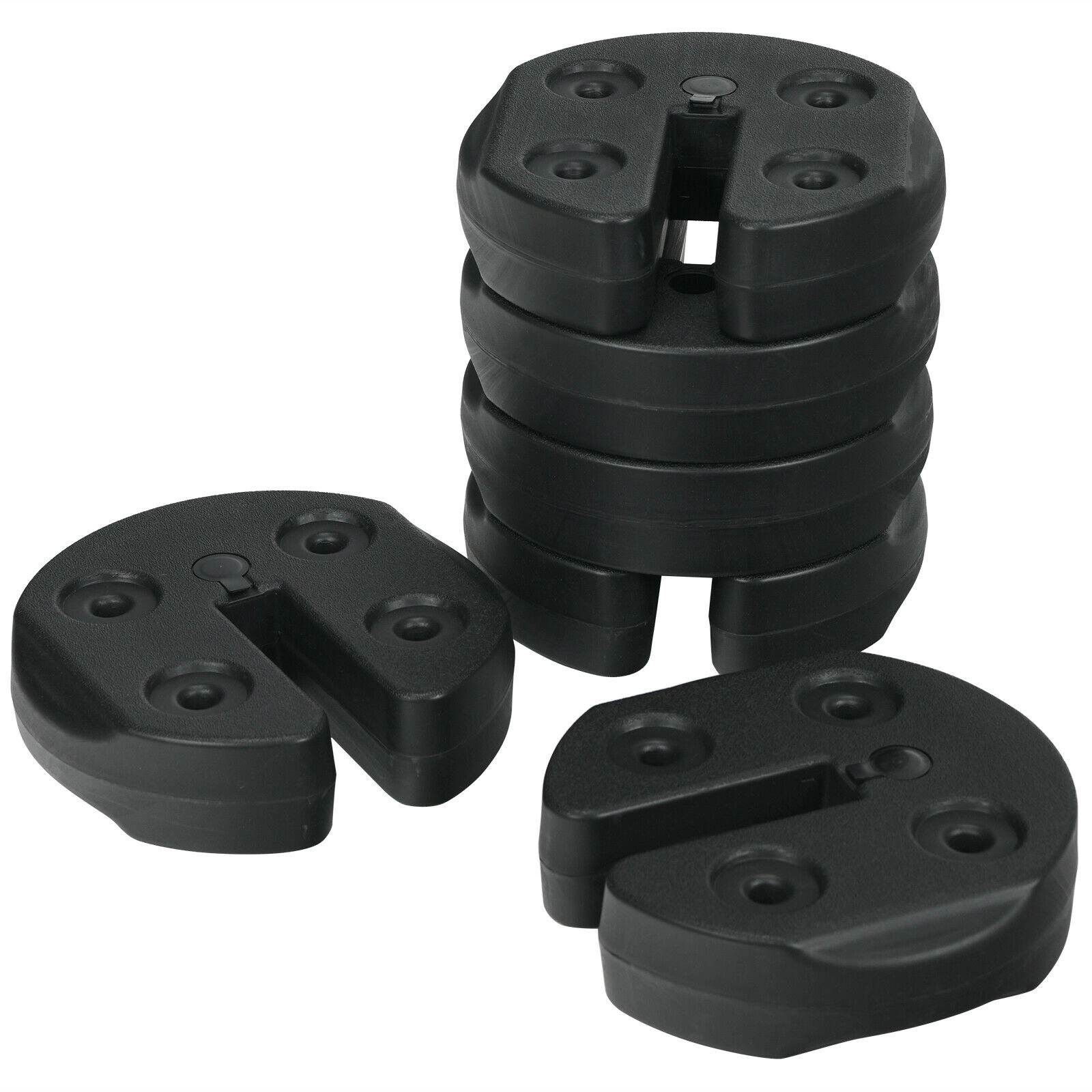 SUGIFT Set of 6 No-Pinch Canopy Weight Plates 5-lb Water-Filled PE Weight Plate Kit Black