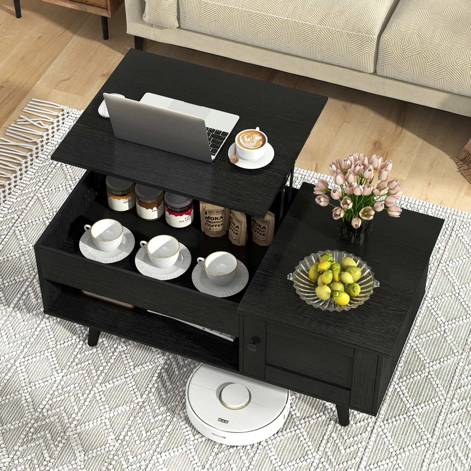 LJG Lift Top Coffee Table with Storage and Hidden Compartment