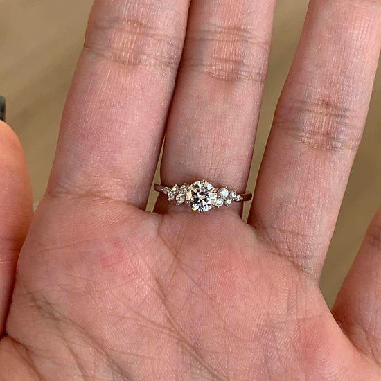 Wardrobe Whimsy Round Cut Cubic Zirconia Side Stone Engagement Ring