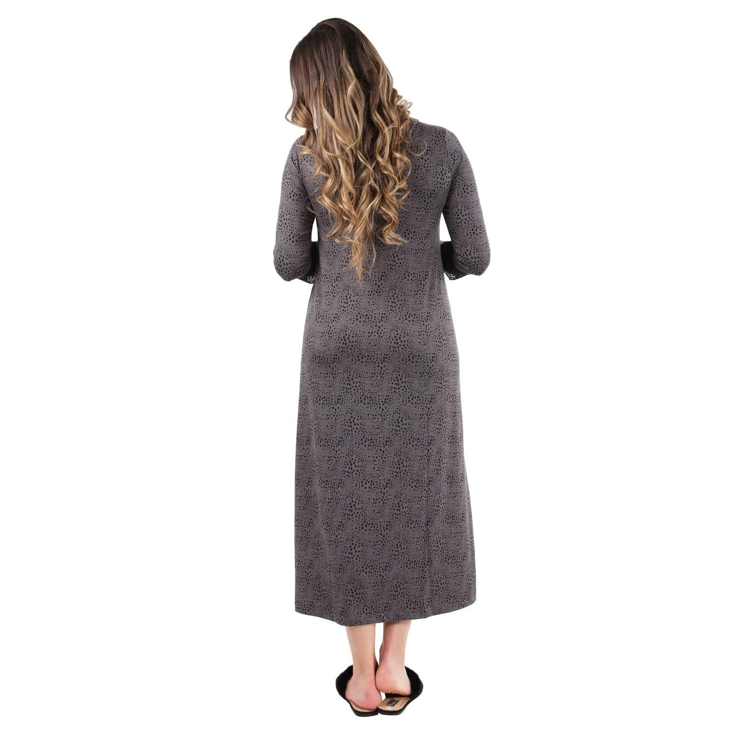 MeMoi Women's Three Quarter Sleeve Nightgown with Lace Trim