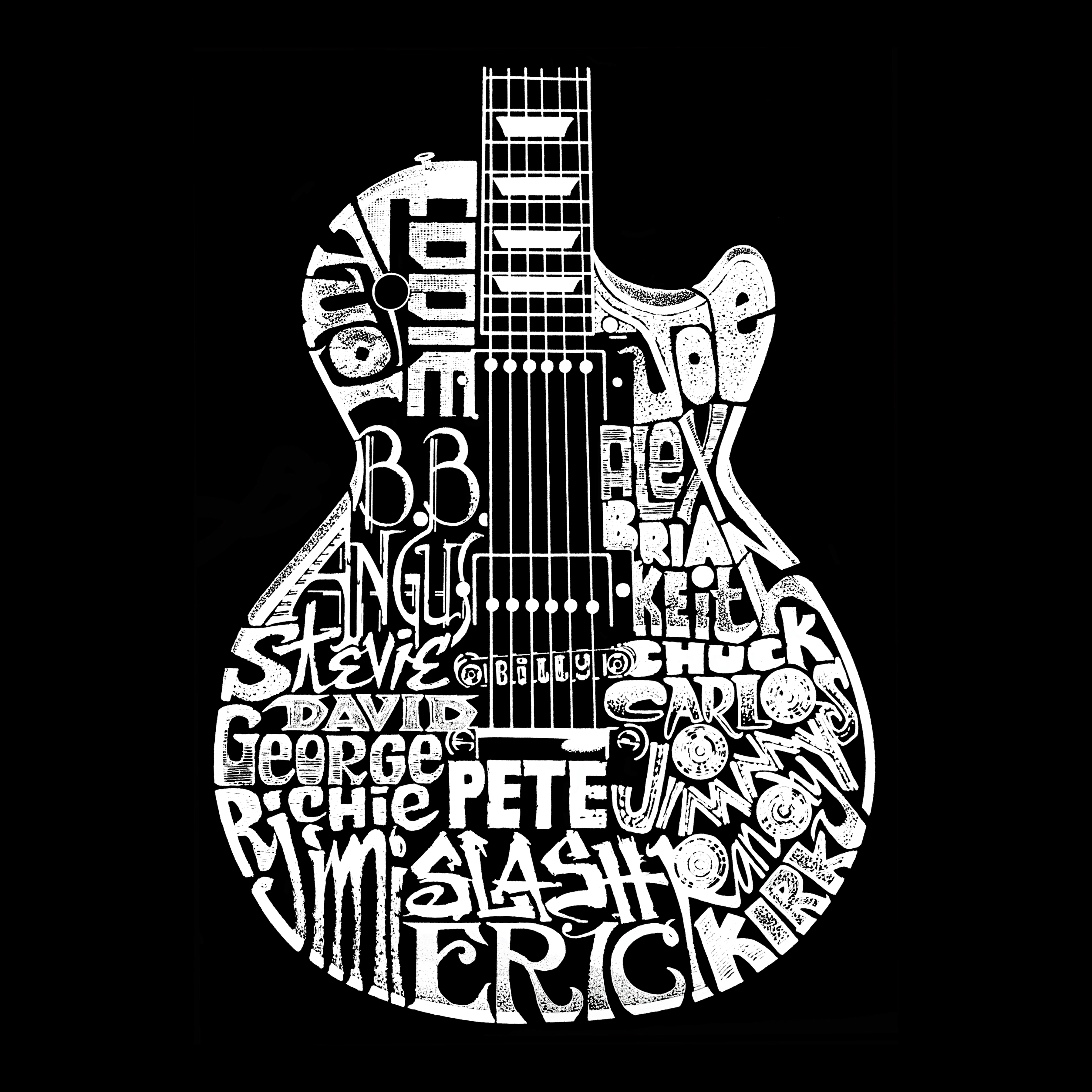 LA Pop Art Men's Word T-Shirt - Rock Guitar Head