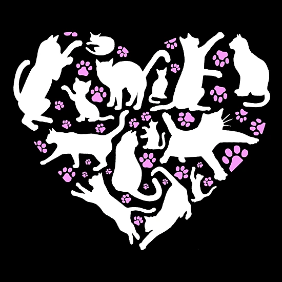 LA Pop Art Cat Heart - Men's Word Art Hooded Sweatshirt