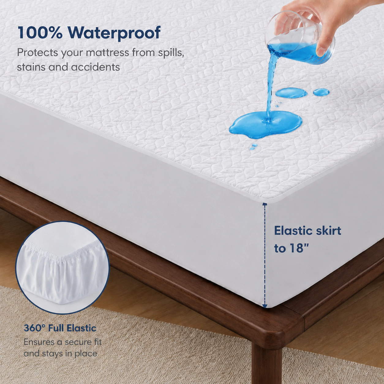 PEACE NEST Ultrasonic Quilted Waterproof Mattress Protector with Leaf Pattern