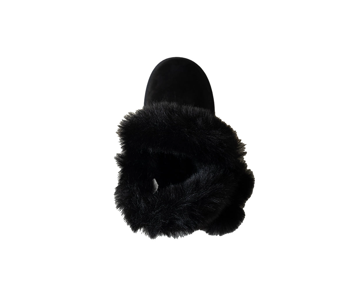 Bebe Girl's Cozy Boot with Fur Trim and Pom Detail