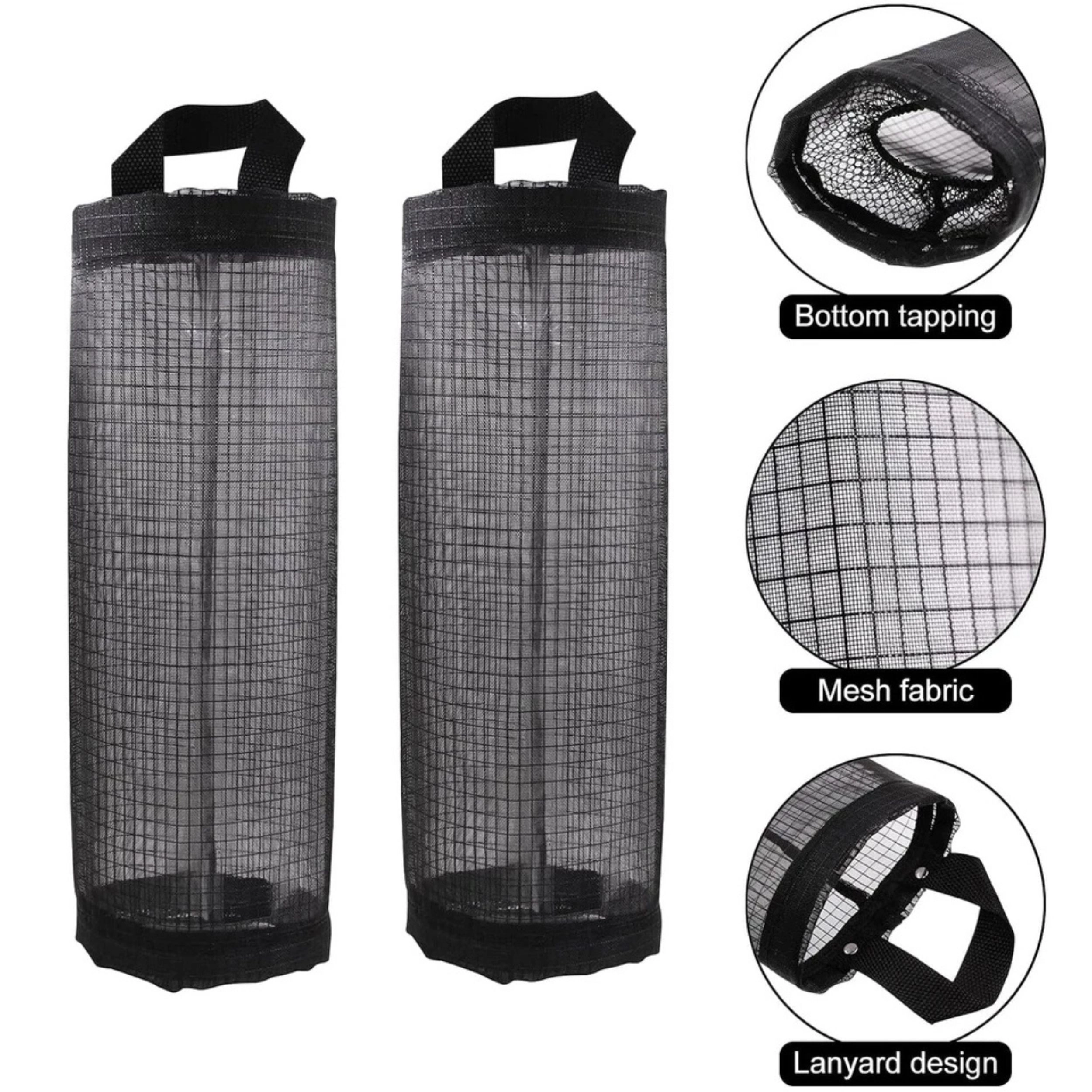 SS Design 4 Pack Hanging Mesh Garbage Bag Holders Dispensers Grocery Trash Organizer
