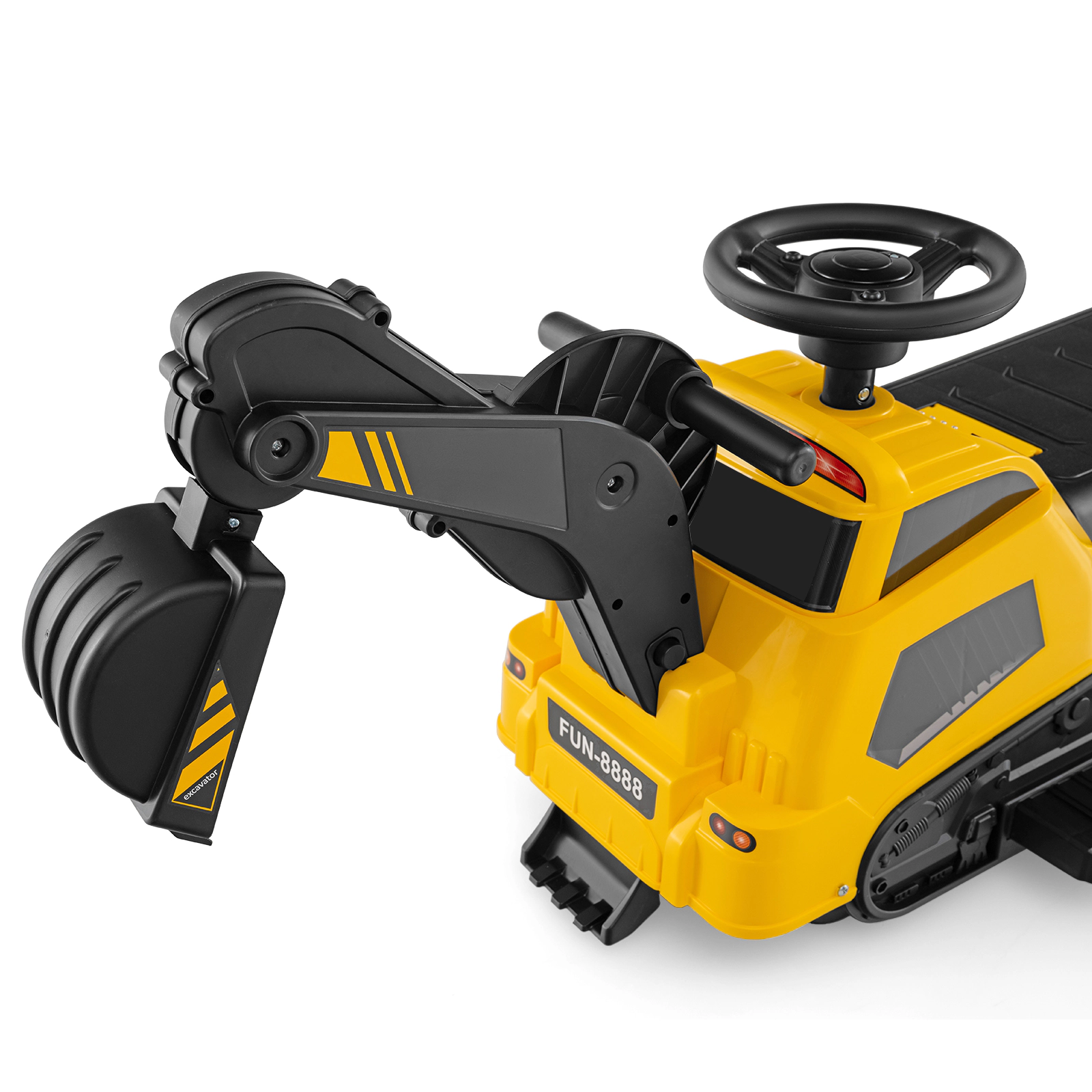 SUGIFT Yellow Music Kids 6V 3 in 1 Ride On Construction Tractor Excavator Roller Bulldozer