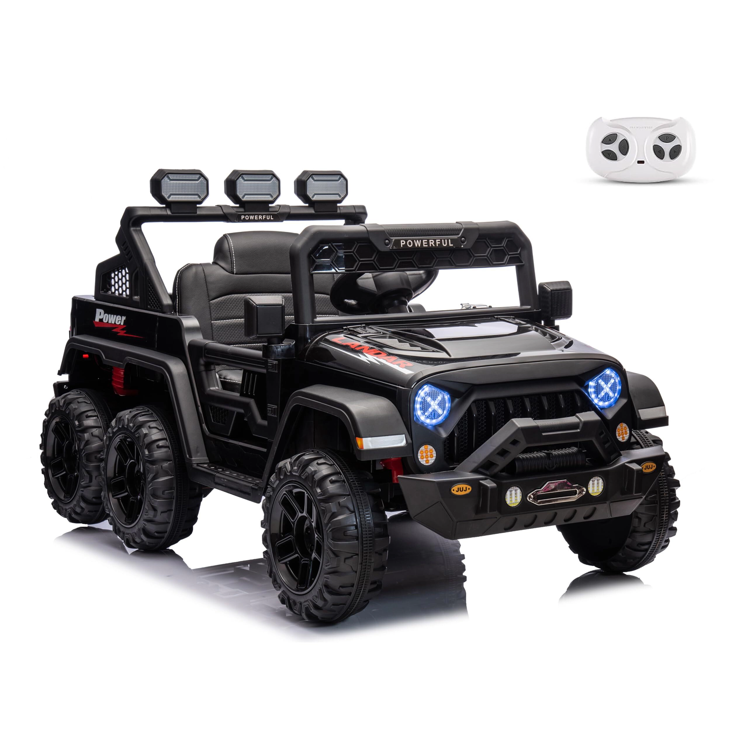 24V 6-Wheel Kids Ride On Truck, 4WD Switchable Electric Vehicles, Remote Control, 3 Speeds, Bluetooth & LED Lights