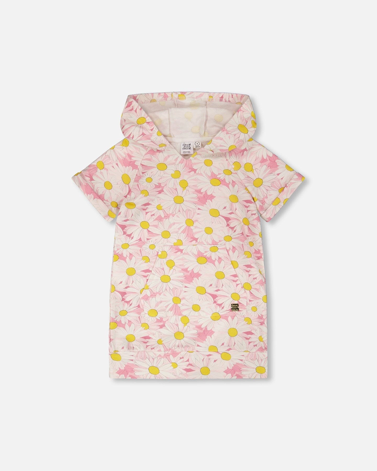 Deux par Girls French Terry Hooded Dress Printed Daisies
