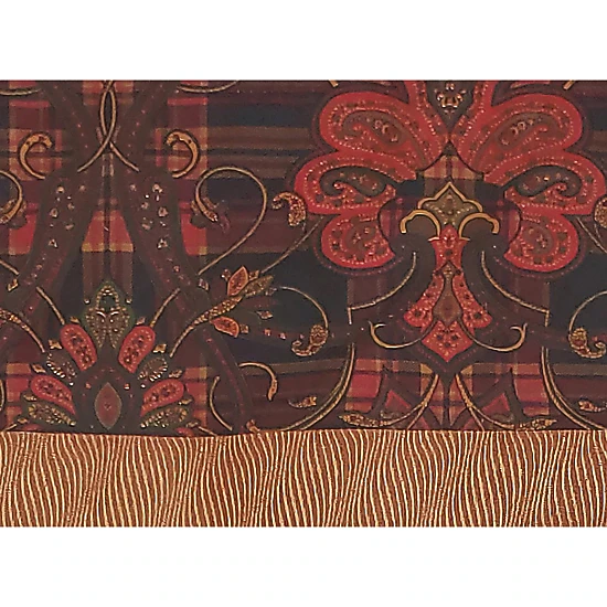 RLF Home 3" Rod Pocket High Quality Fabric Espadas Banded Valance for Windows 50" x 16" Burgundy