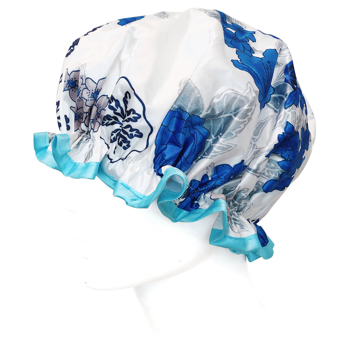 Wrapables Women's Stylish Double Layer Waterproof Shower Caps (Set of 4), Majestic Floral
