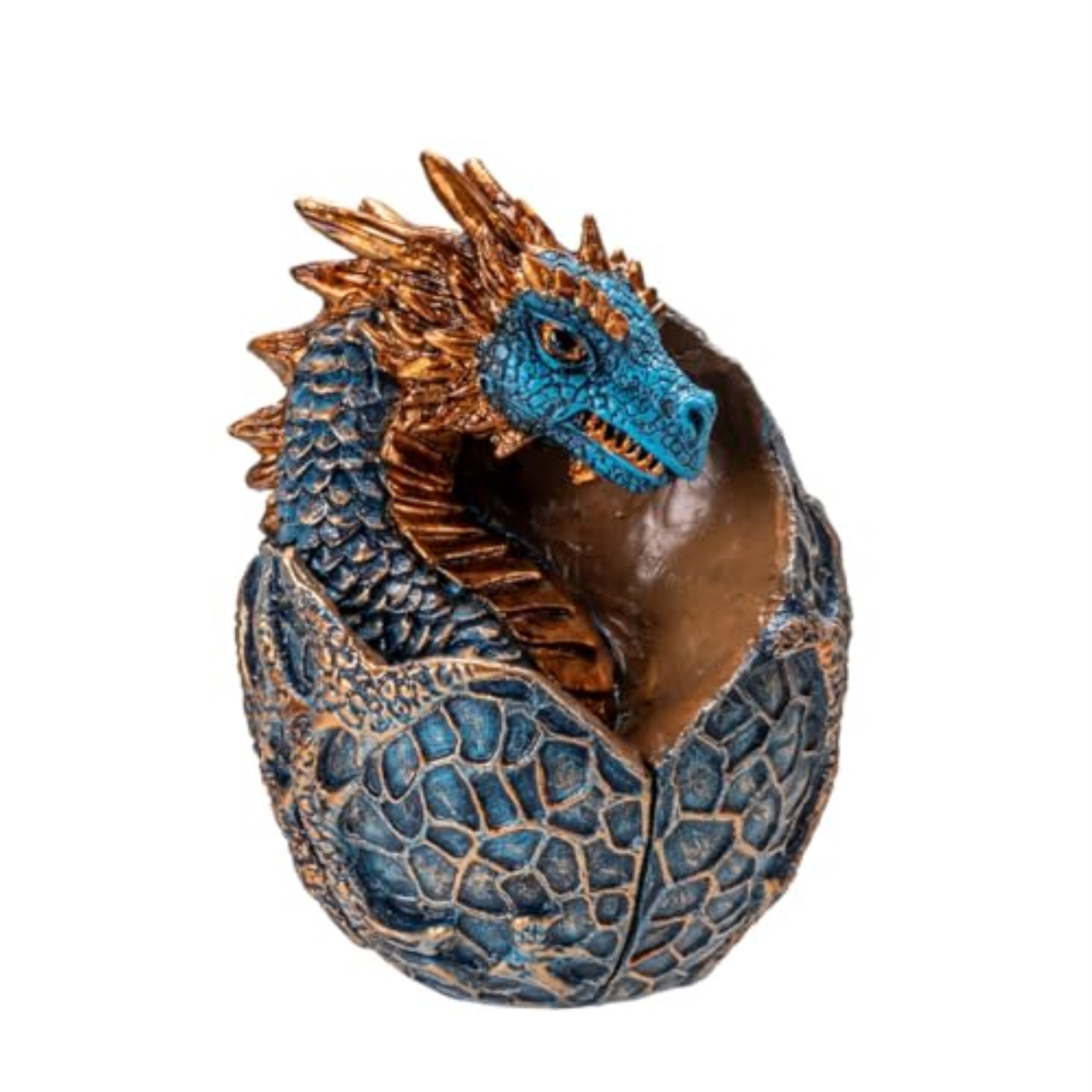 Pacific Giftware Dragon Hatchling Figurine Blue and Gold Baby Dragon Emerging from Egg Fantasy Resin Sculpture 3.62 inch