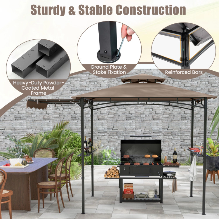 Hivvago 11 x 5 FT Grill Gazebo with Side Awning and Double-Tiered Top